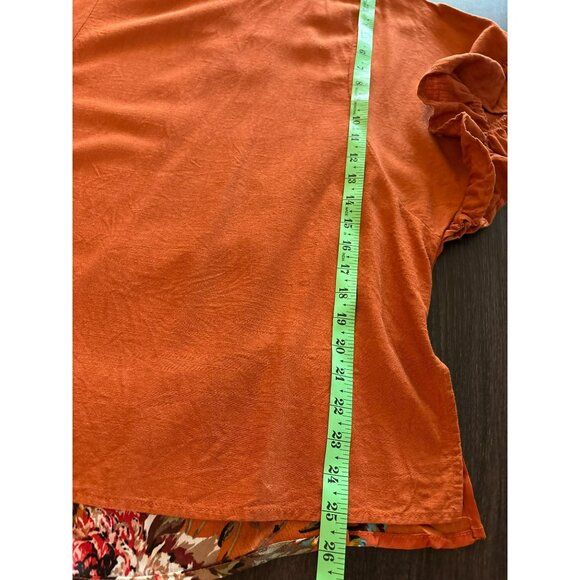Umgee USA Linen Blend Ruffle Sleeve Floral Back Tunic Top Size Small - Picture 8 of 8